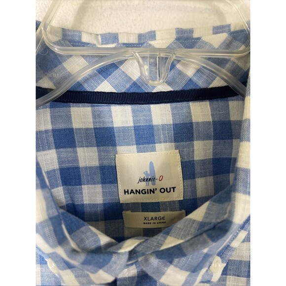 Johnnie O Hanging Out Shirt Men’s  Long Sleeve Button Up Blue Gingham  XL - Picture 3 of 7
